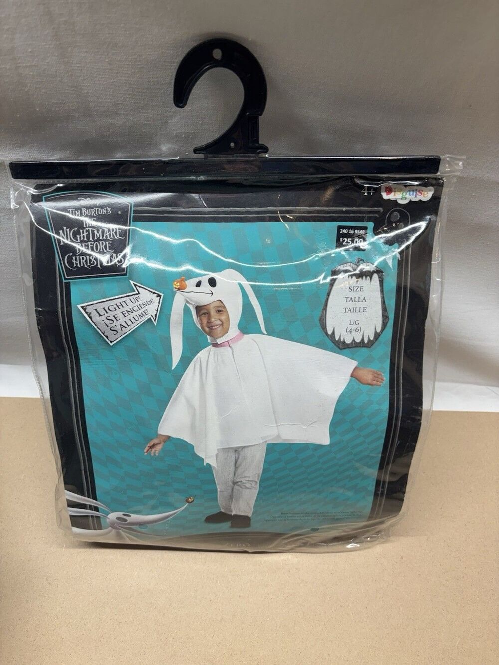 Disney Nightmare Before Christmas Zero Toddler Costume L 4-6 Light Up Disguise